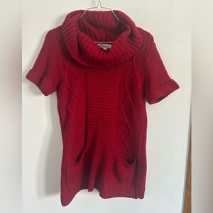 Dress Barn Vibrant Red Cowl Neck Short Sleeve Sweater